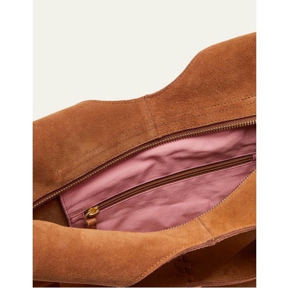 SOLD NWOT Boden Tan Suede Stitch Detail Hobo Bag A1141 Large Brown Slouchy Purse - Picture 4 of 16